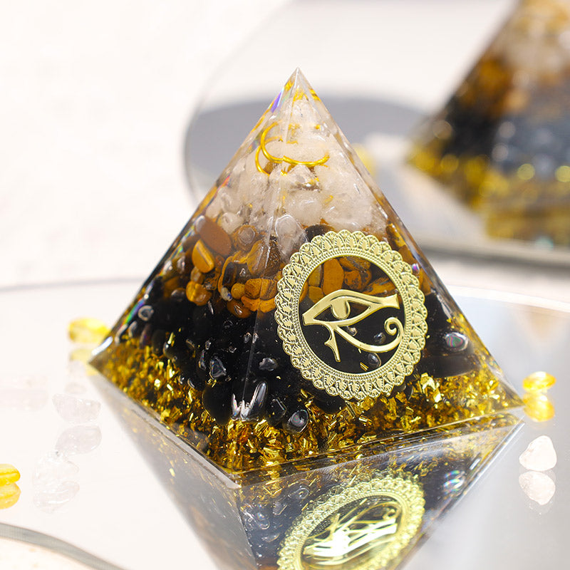 (Clearance 30% OFF / CODE: OFF30) - Olivenorma The Energy Protection Obsidian & Tiger Eye Orgone Pyramid