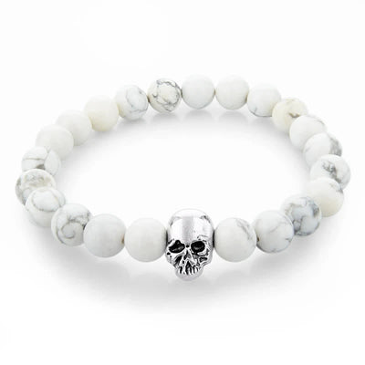 Olivenorma Natural Stone Skull Men Jewelry Elastic Bracelet