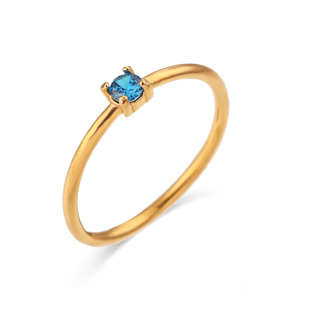 Olivenorma Simple Birthstone Stainless Steel Plated 18k Ring