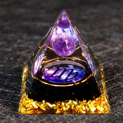 Olivenorma Amethyst Ball Obsidian Gravel Zodiac Virgo Orgone Pyramid