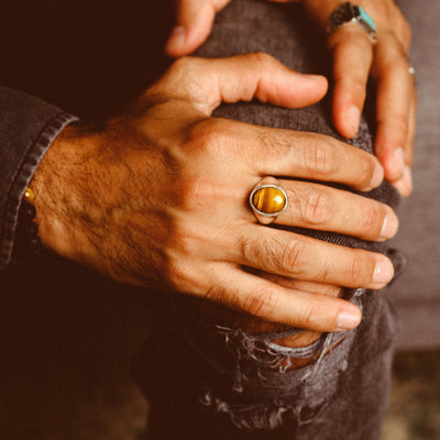 Oval Tiger's Eye Signet Men Ring