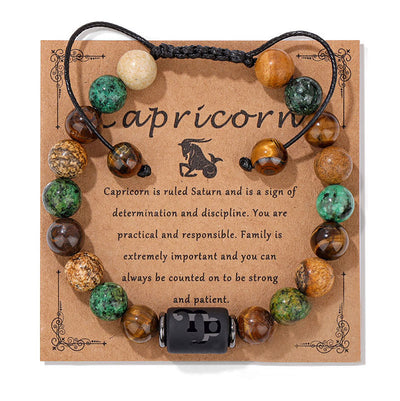 Olivenorma Natural Stone Zodiac Handwoven Bracelet