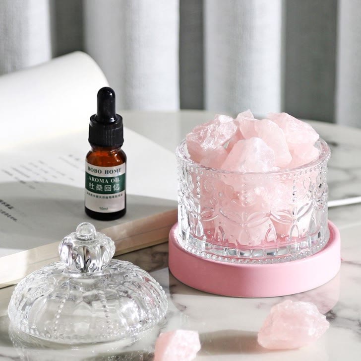 Olivenorma Rose Quartz Amazonite Clear Crystal Aromatherapy Lamp