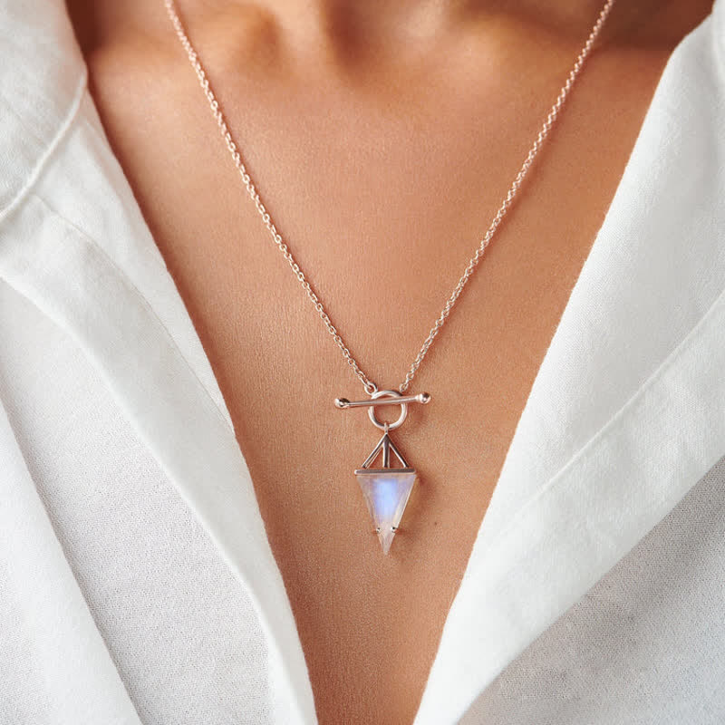 Olivenorma Triangle Moonstone T-Buckle Necklace