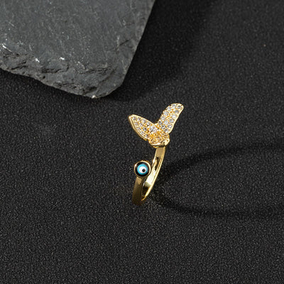 Olivenorma White Zircon Ring Evil Eye Adjustable Ring