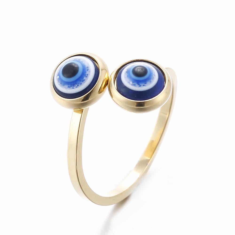 Olivenorma White Zircon Gold Plated Evil Eye Women Ring