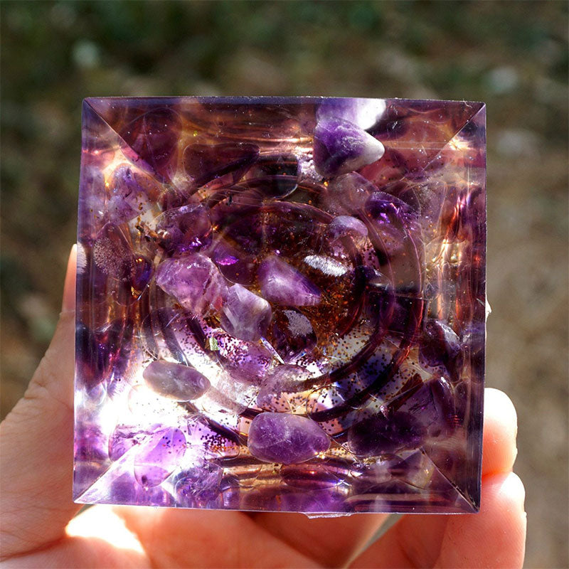 (Clearance 30% OFF / CODE: OFF30) - Olivenorma Tiger Eye Crystal Ball with Amethyst Orgone Pyramid