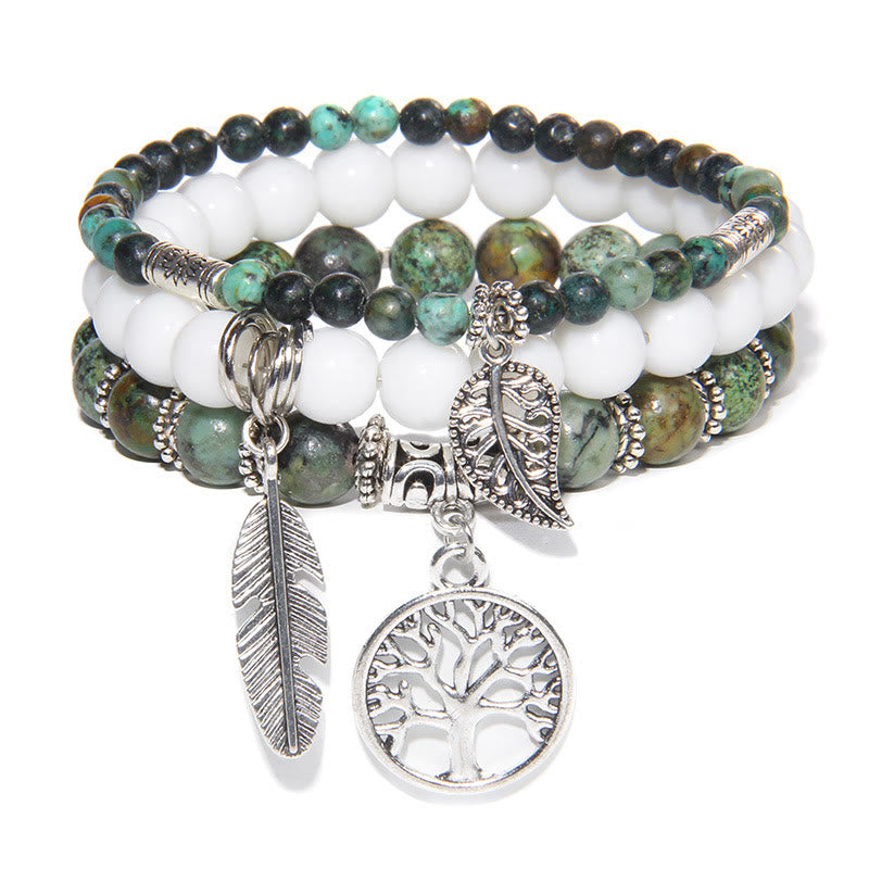 Olivenorma "Nature's Healing Moments" African Turquoise Tree Of Life 3 Pieces Bracelet Set