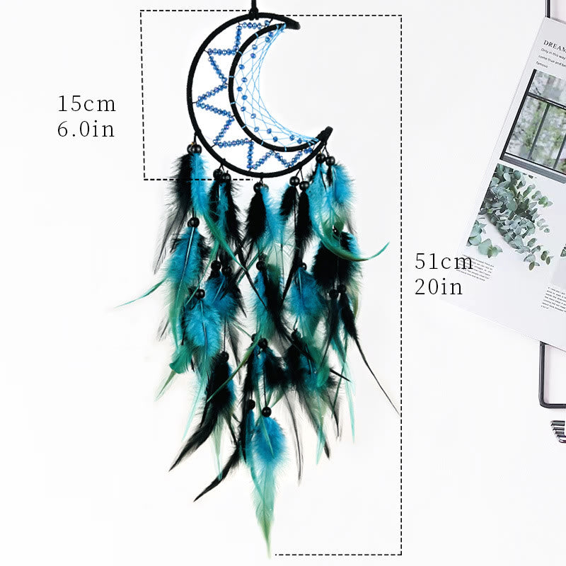 Olivenorma Purple Blue Beaded Black Feather Dream Catcher