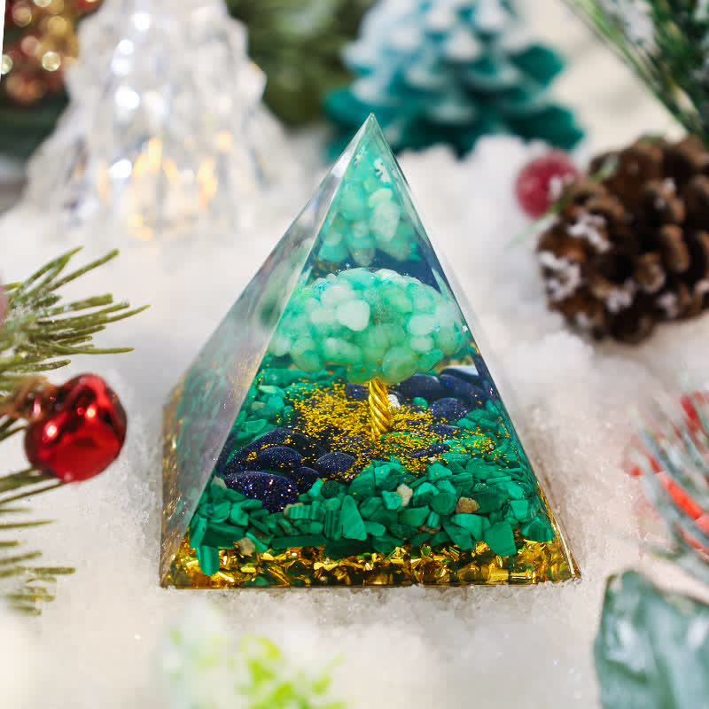 Olivenorma "Green Forest" - Malachite Tree Of Life Orgone Pyramid