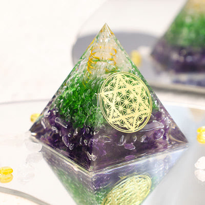 Olivenorma Flower Of Life Hexagram Crystal Orgone Pyramid