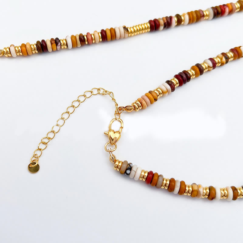 Olivenorma Sunset Frisbee Beaded Natural Agate Clavicle Necklace