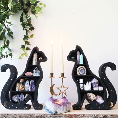 Cute Cat Moon Star Crystal Shelf