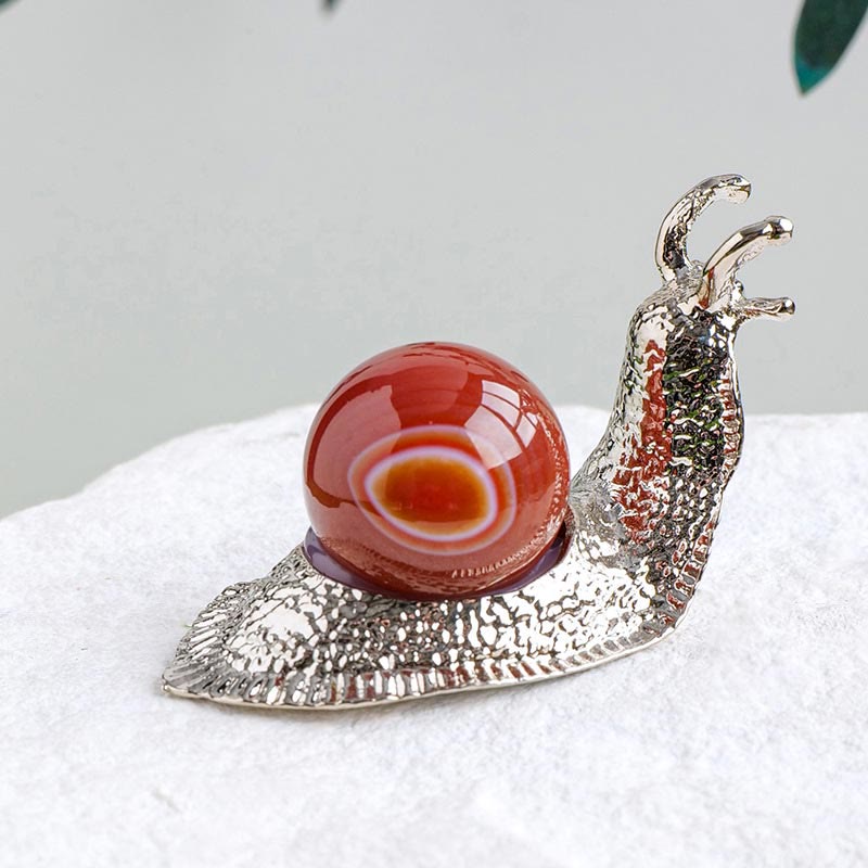 Olivenorma Natural Crystal Ball Holder Small Snail Gemstone Decoration