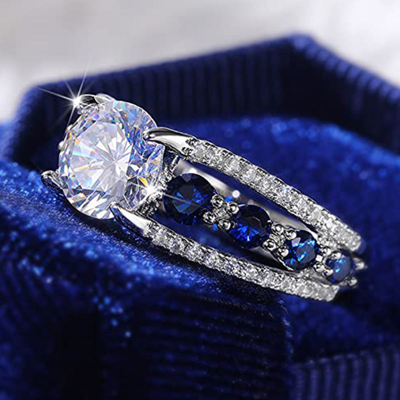 Olivenorma Creative Hollow Sapphire Blue Zircon Ring