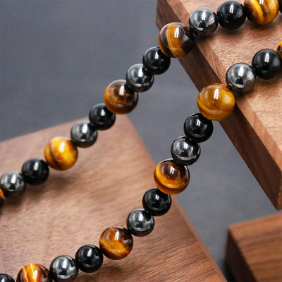 Olivenorma Healing Crystal Obsidian Tiger Eye Hematite Beads Necklace