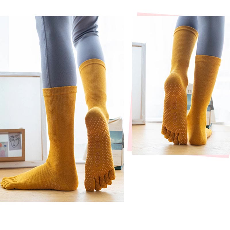 Olivenorma Women Non-Slip Five Toe Cotton Yoga Socks