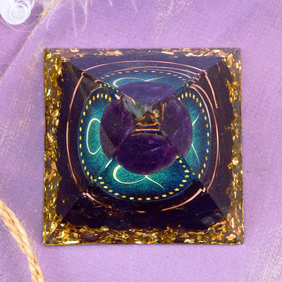 Olivenorma Amethyst Sphere With Obsidian Zodiac Taurus Orgone Pyramid