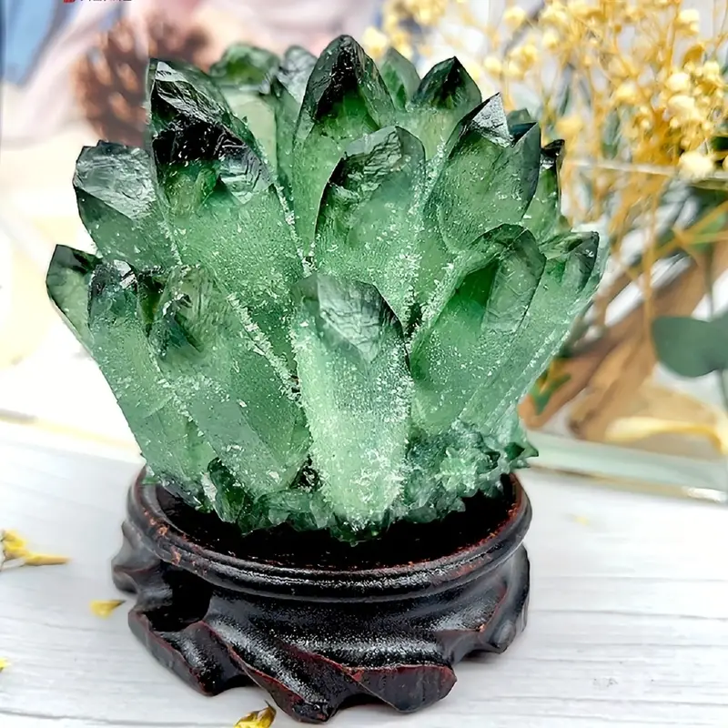 Olivenorma 1pc Crystal Cluster Green Phantom Quartz Home Decoration