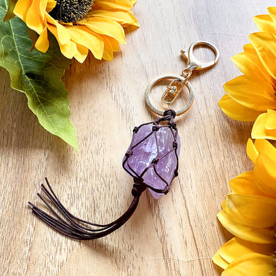 Olivenorma Natural Crystal Stone Rough Phone Strap Keychain