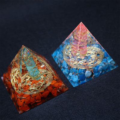 Olivenorma Red Quartz with Lapis Lazuli Orgone Pyramid