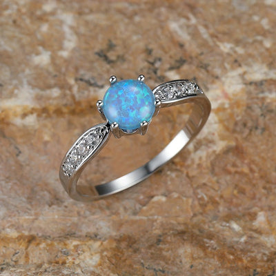 Olivenorma Six Claws Round Opal Edge Band Ring