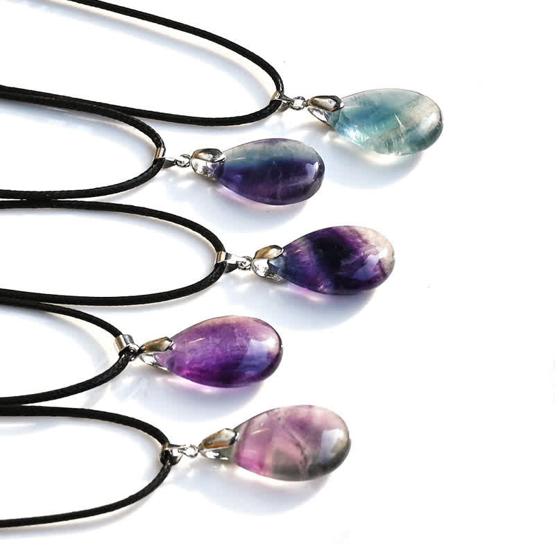 Olivenorma Natural Fluorite Water Drop Pendant Necklace