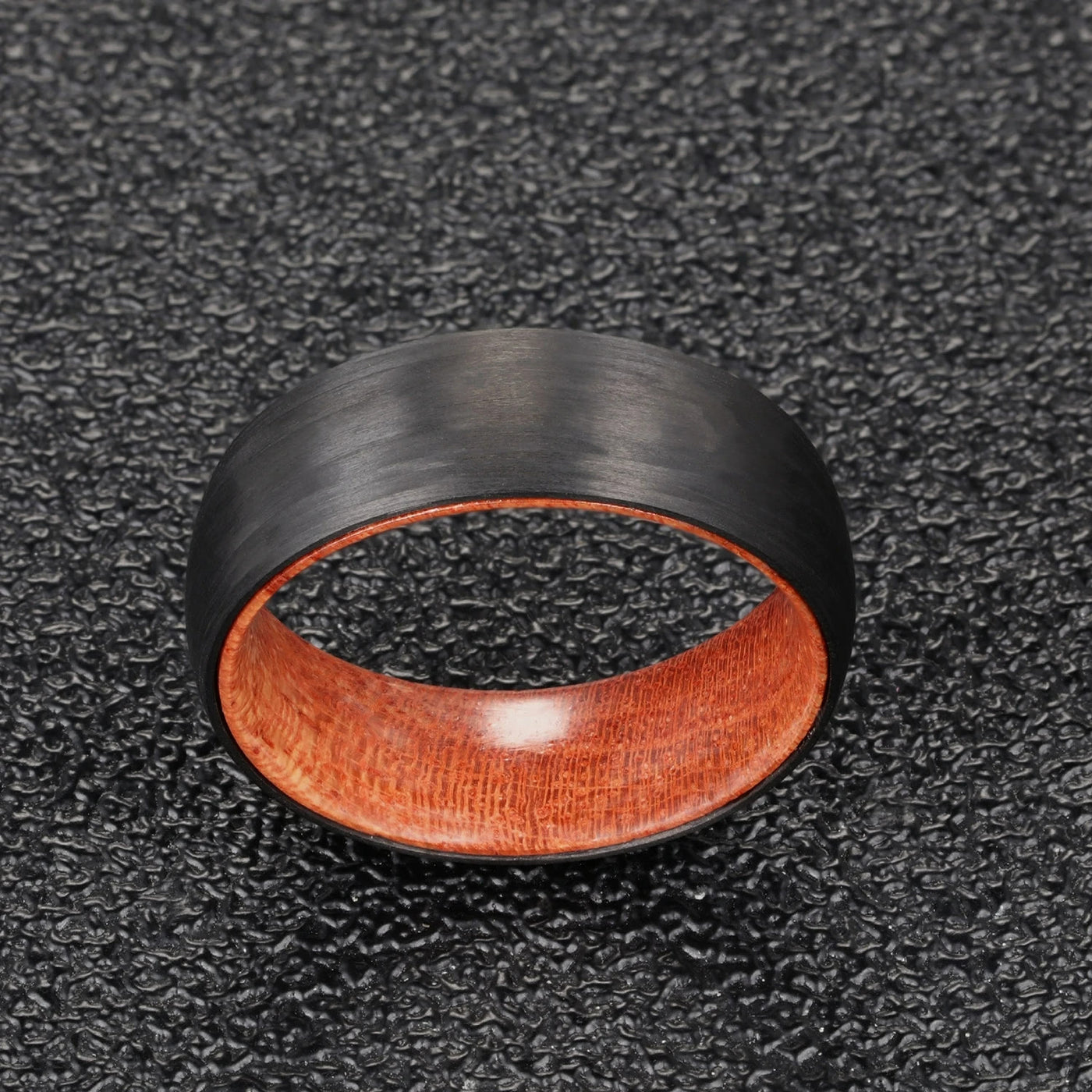 Olivenorma 8mm Black Tungsten Carbide Whiskey Barrel Wood Ring