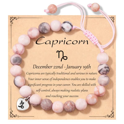 Olivenorma Plum Tourmaline Beaded Zodiac Heart Pendant Bracelet