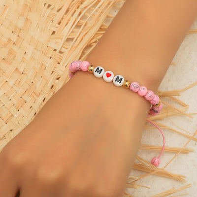 Olivenorma "MOM" Pink Turquoise Bracelet