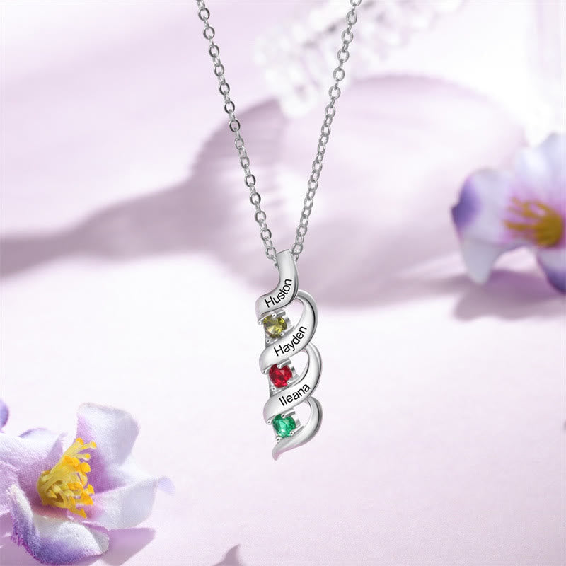 Personalized 1-6 Engravings and Birthstones Necklace