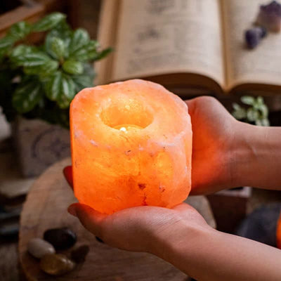 Olivenorma Romantic Hand Carved Candle Holder Himalayan Pink Salt Lamp