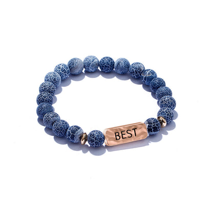 Olivenorma Natural Gemstone Best Friend Engraving Bracelet