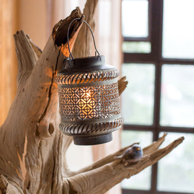 Olivenorma Distressed Iron Hollow Lantern Candle Holder