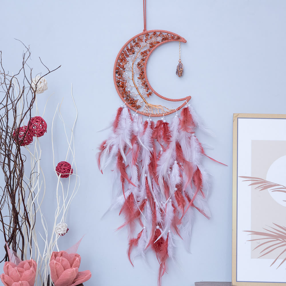 Olivenorma Natural Gravel Woven Tree of Life Moon Dream Catcher