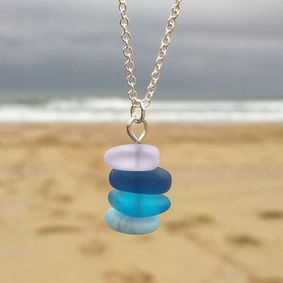 Olivenorma Sea Glass Beaded Pendant Necklace