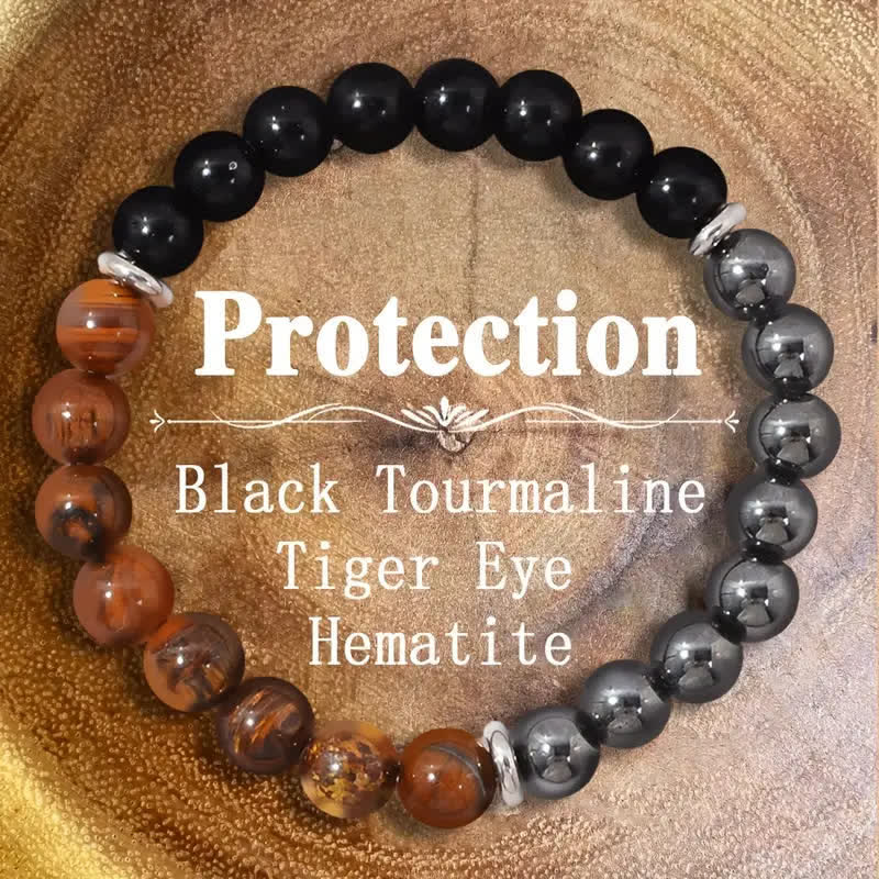 Olivenorma "Protection" Black Onyx Hematite Tiger Eye Beads Bracelet