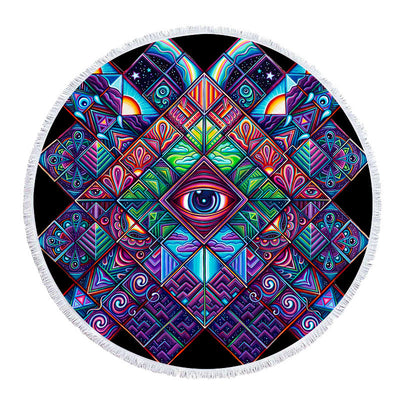 Olivenorma Evil Eye Hamsa Round Beach Towel Tapestry