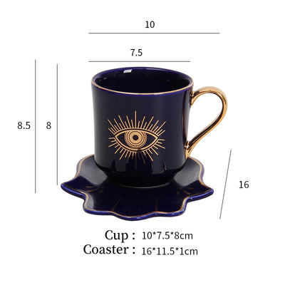 Olivenorma Hamsa Evil Eye Tea Cup Saucer Set Coaster