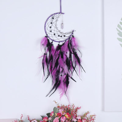 Olivenorma Amethyst Obsidian Moon Feather Dream Catcher