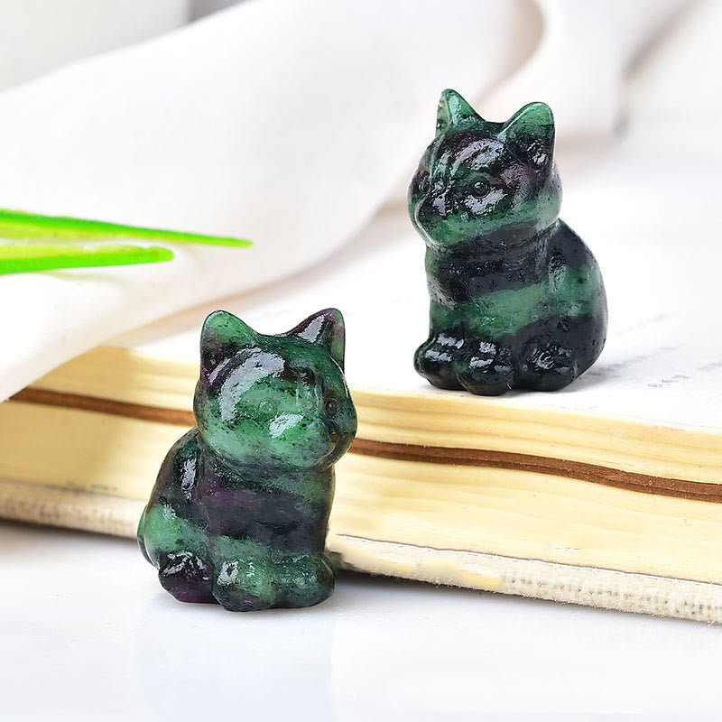 Olivenorma Crystal Kitten Stone Carving Crafts Gemstone Decoration