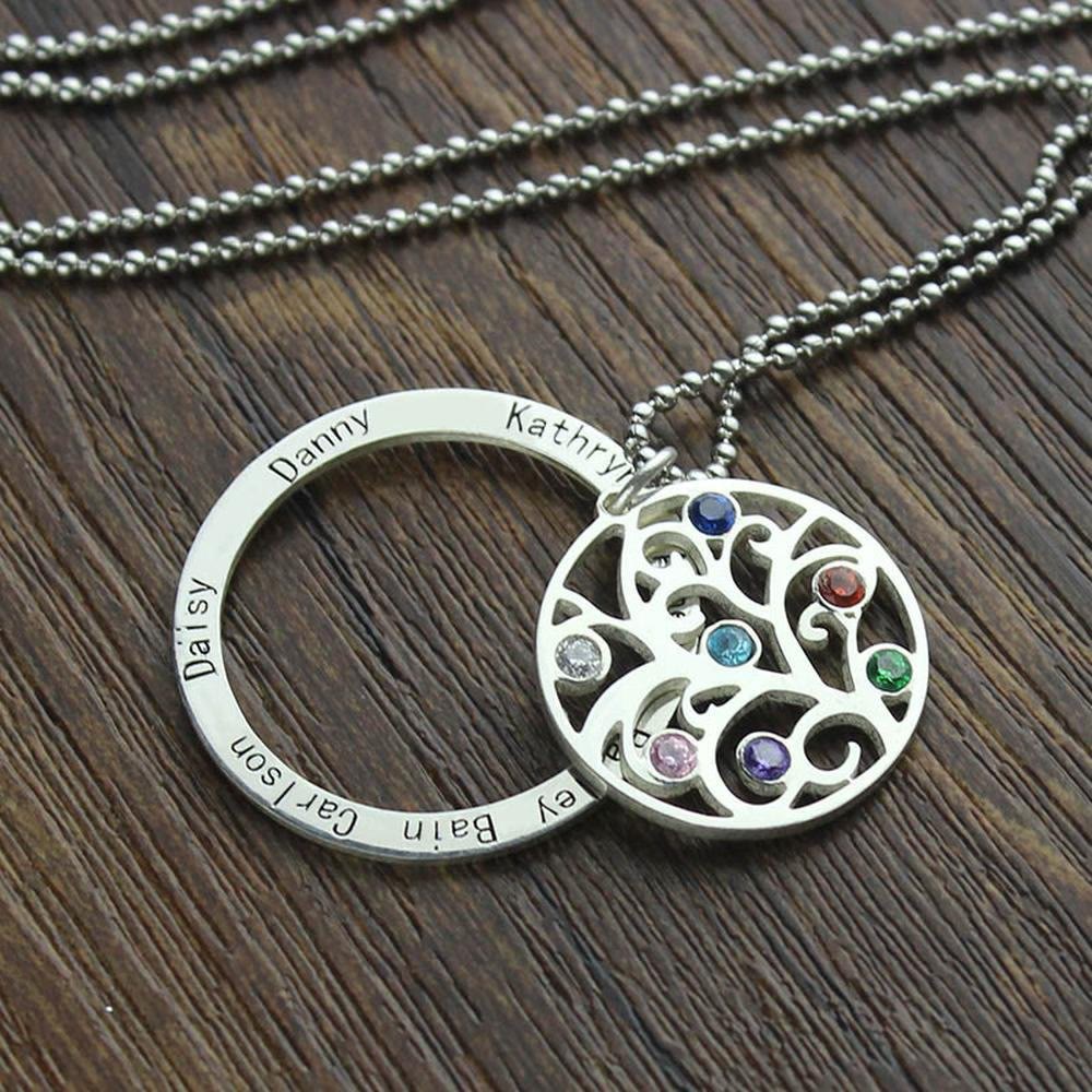 Olivenorma Tree of Life Birthstone Name Engraving Necklace