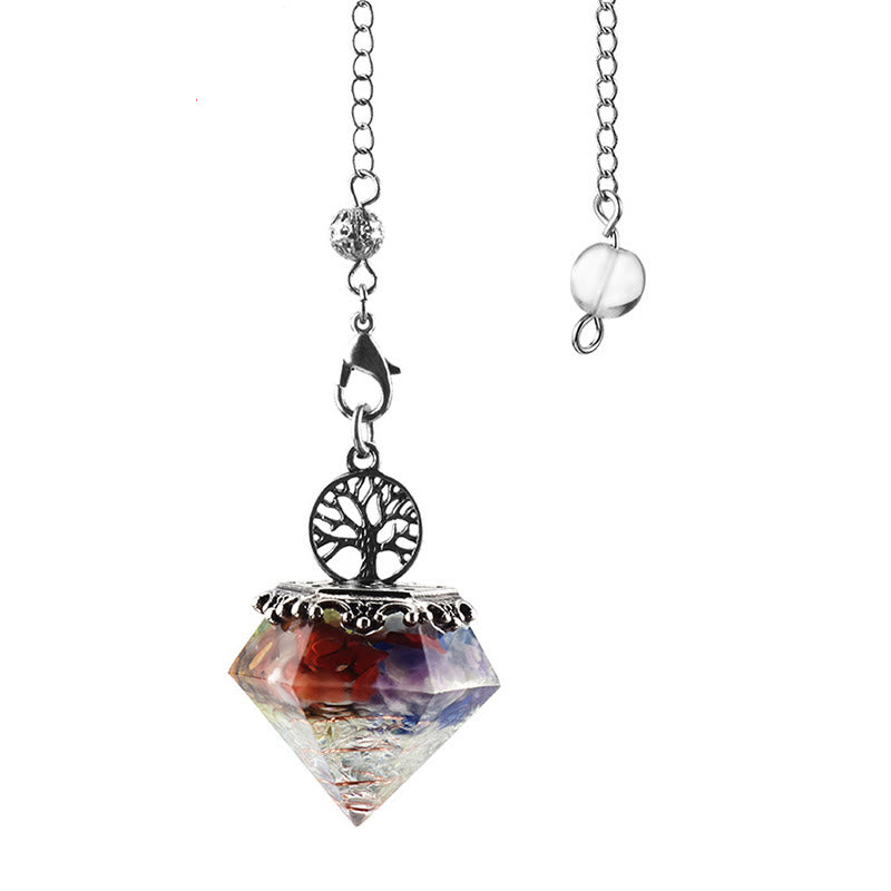 Olivenorma Natural Crystal Geometric Tree of Life Pendulum