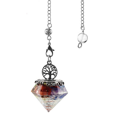 Olivenorma Natural Crystal Geometric Tree of Life Pendulum