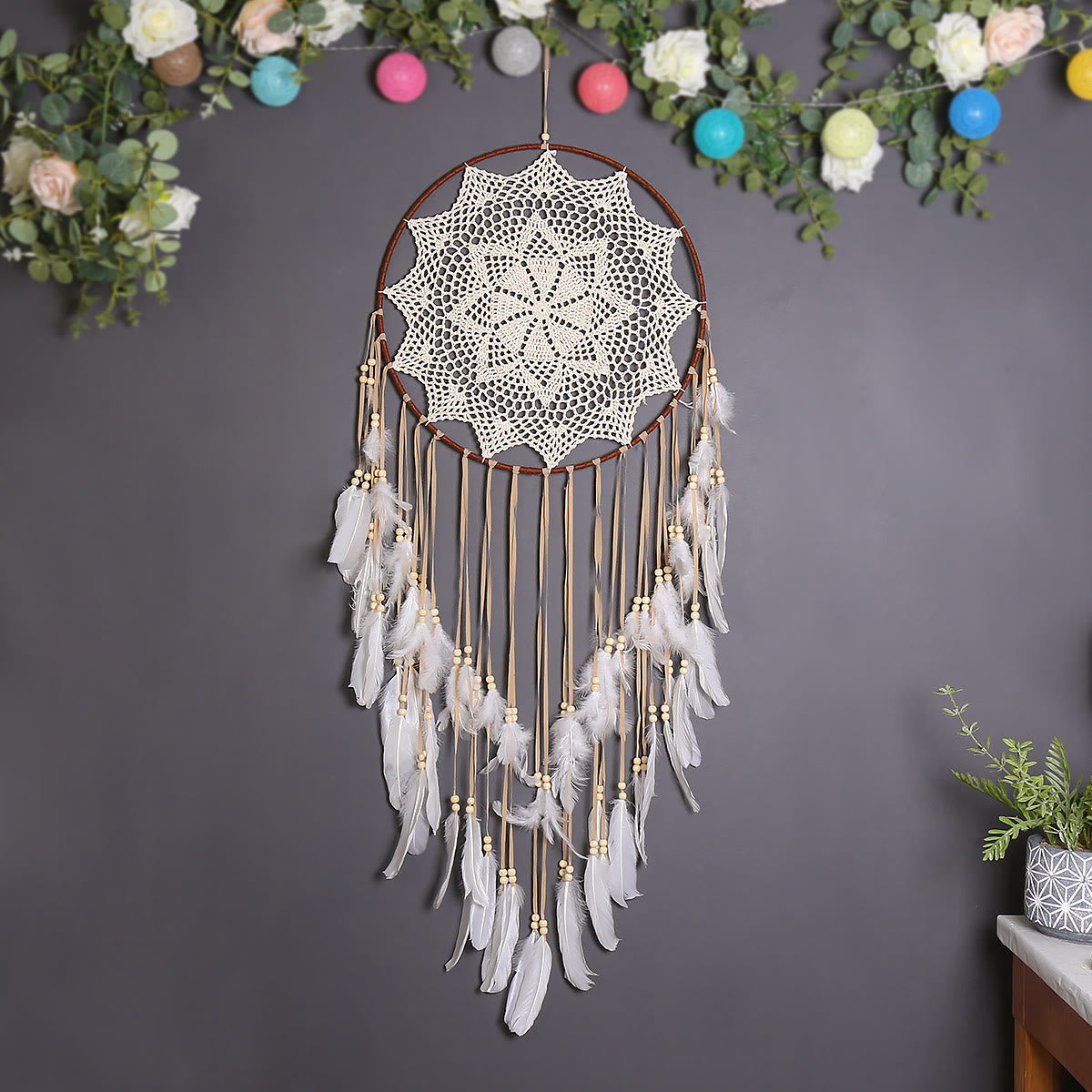 Olivenorma Handwoven Bohemian Home Decor Large Dream Catcher