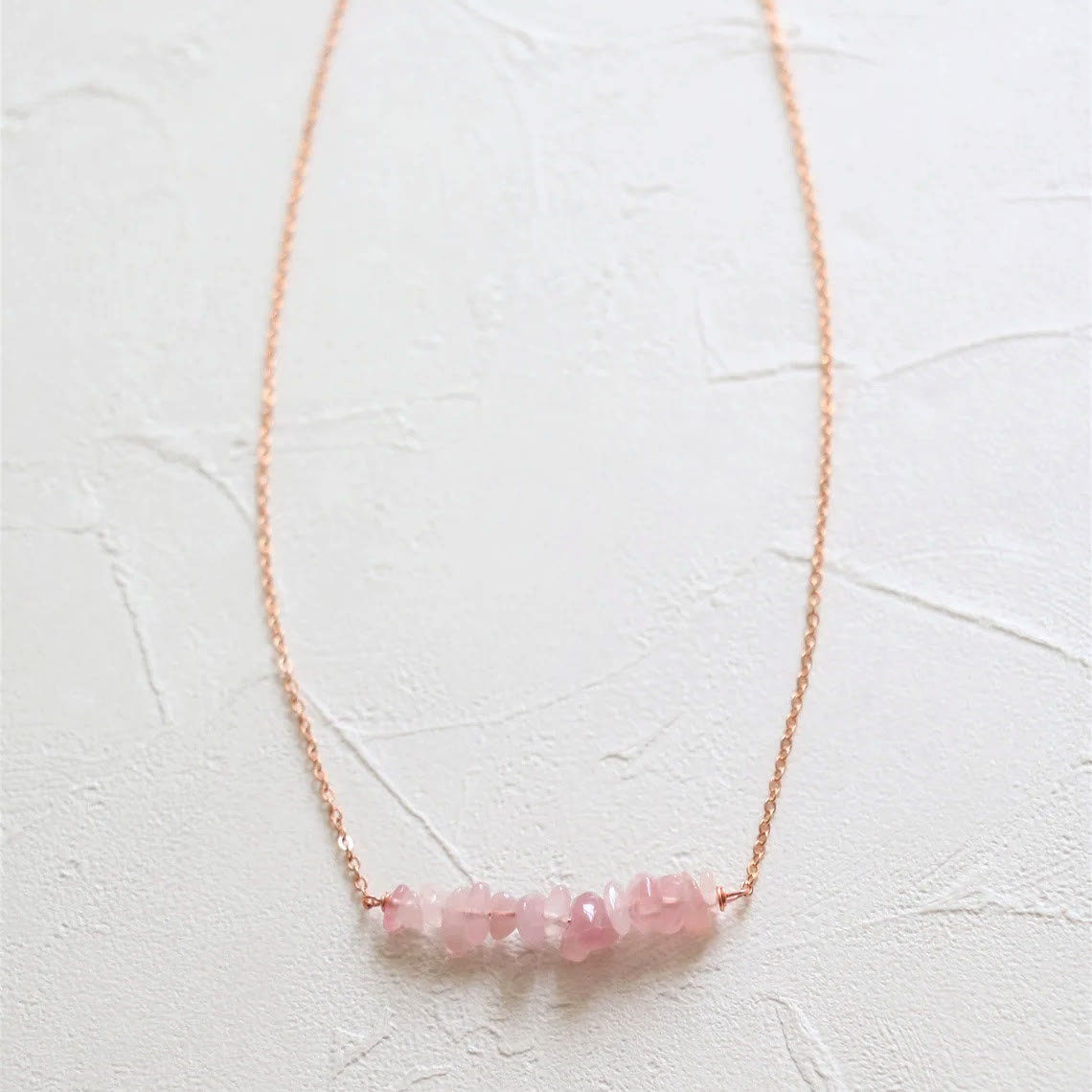 Olivenorma Natural Rose Quartz Gravel Necklace