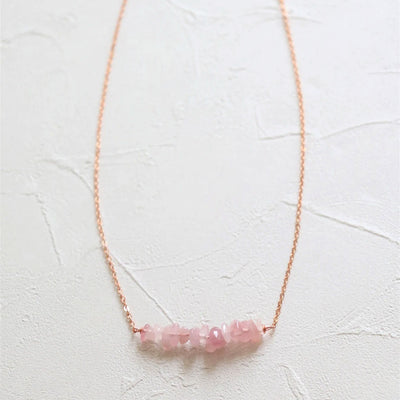 Olivenorma Natural Rose Quartz Gravel Necklace