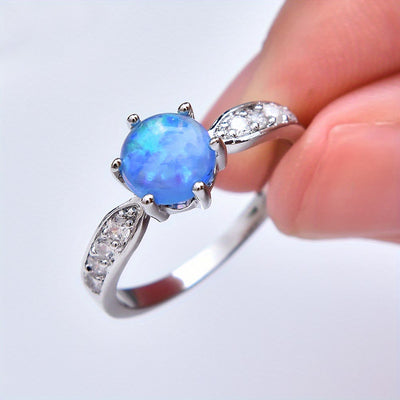 Olivenorma Six Claws Round Opal Edge Band Ring