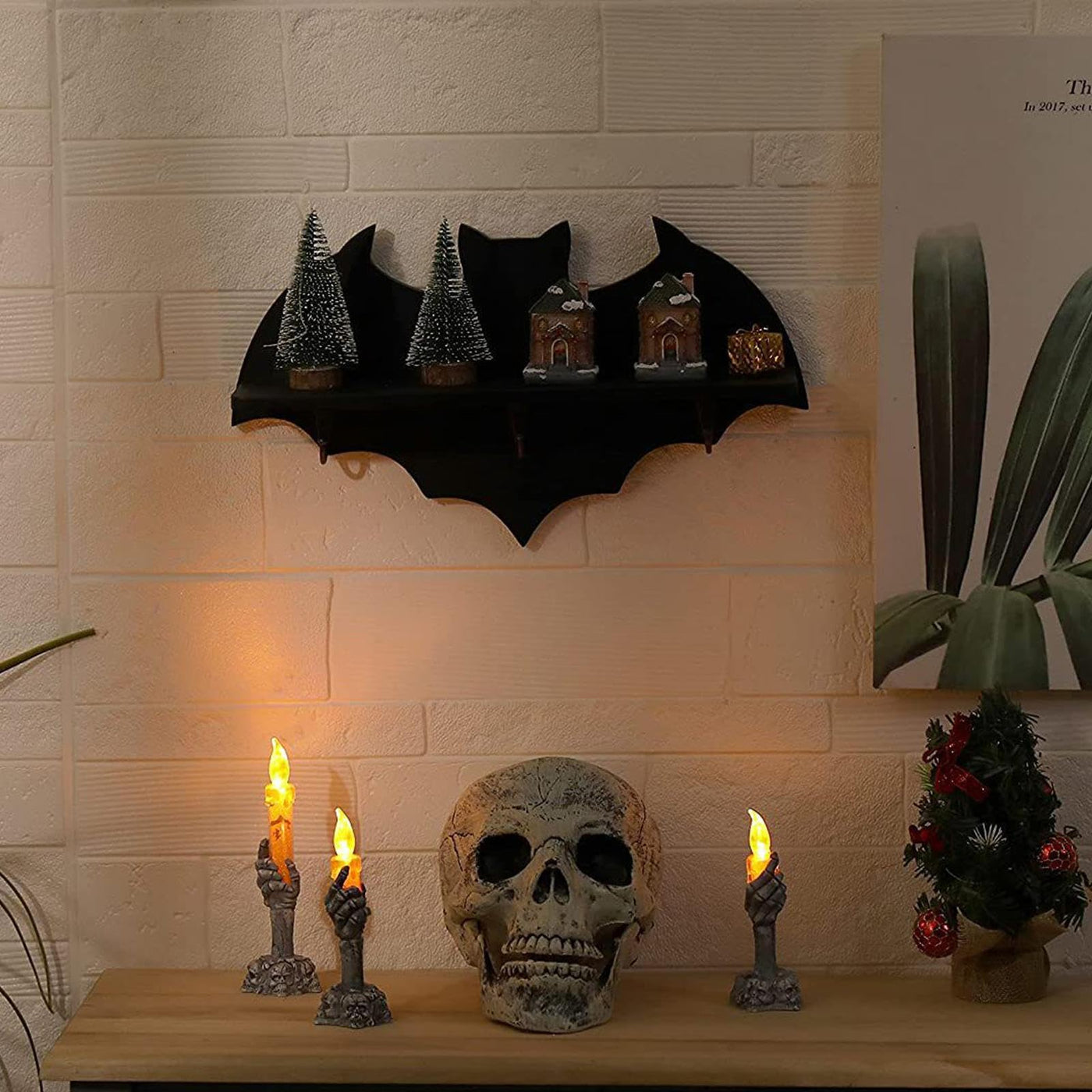 Olivenorma Bat Floating Wood Crystal Shelf