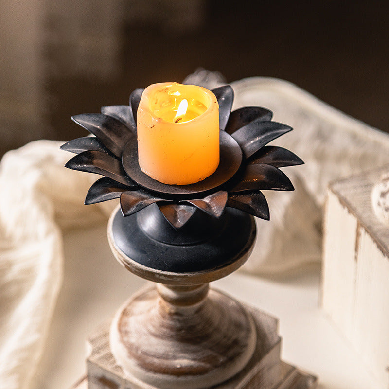 Olivenorma Distressed Wooden Wax Table Decoration Candle Holder